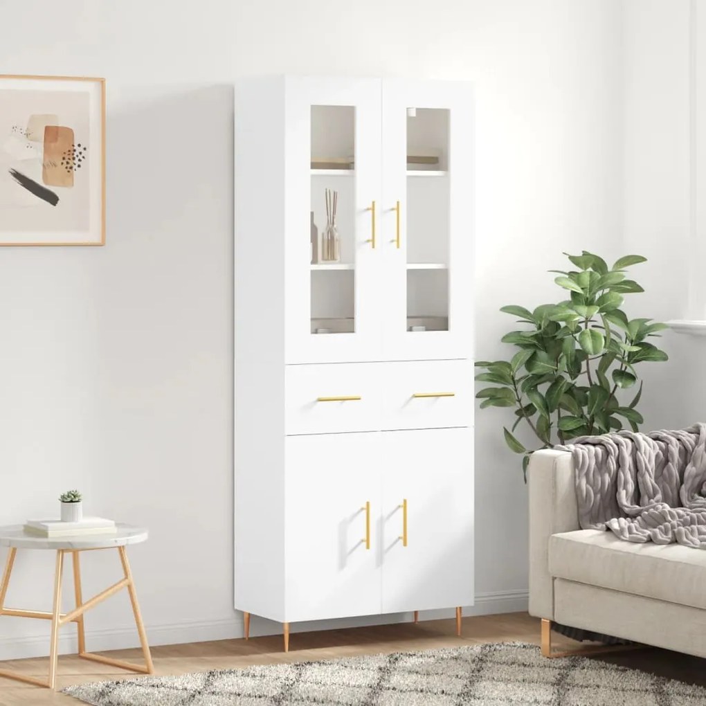 vidaXL Dulap înalt, alb, 69,5x34x180 cm, lemn compozit