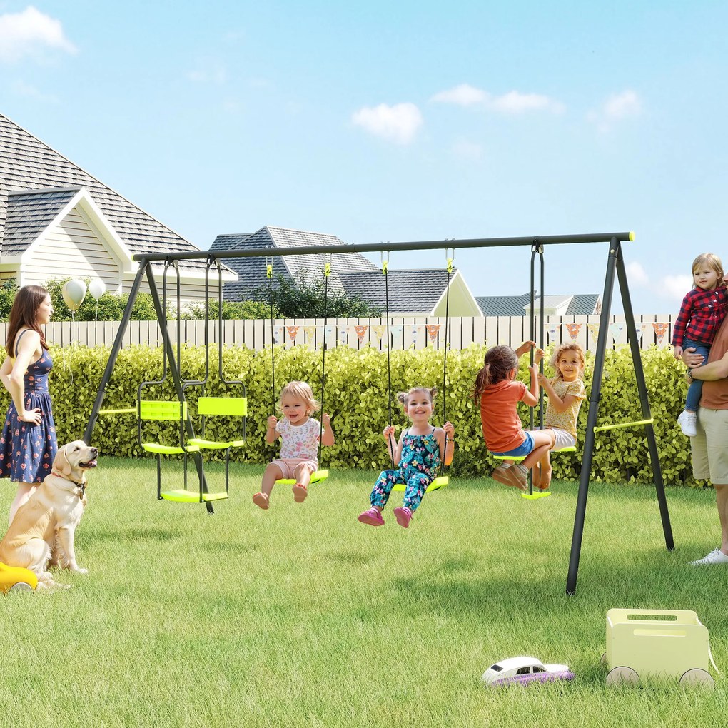 Outsunny Balansoar 4 agrafe portico cu balansoar - dim. 3,55L x 1,84l x 1,86H m metal epoxid anticoroziv PE Gri | Aosom Romania