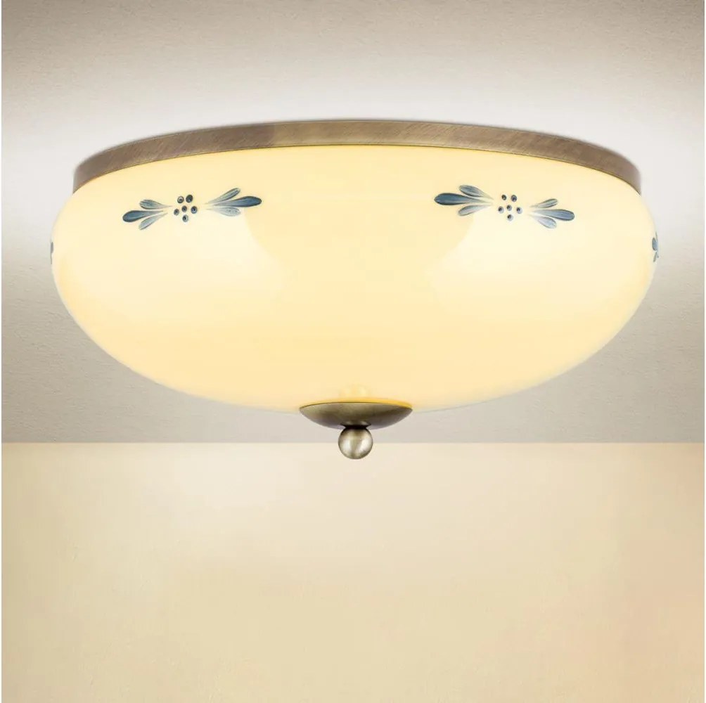 Orion - Plafonieră LANDHAUS, 3xE27/60W/230V, Ø 35 cm, bronz/bej/albastru