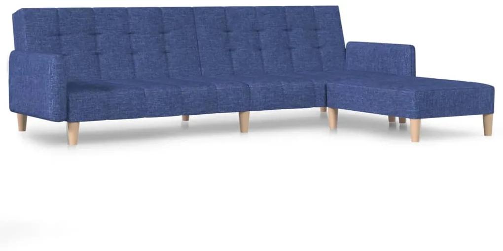 3080552 vidaXL Canapea extensibilă cu 2 locuri și taburet, albastru, textil
