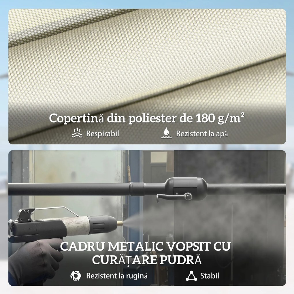 Outsunny Umbrelă Dublă de Grădină 3x1.5 m, Umbrelă de Exterior cu Sac de Nisip, Anti UV 50+, Bej | Aosom Romania