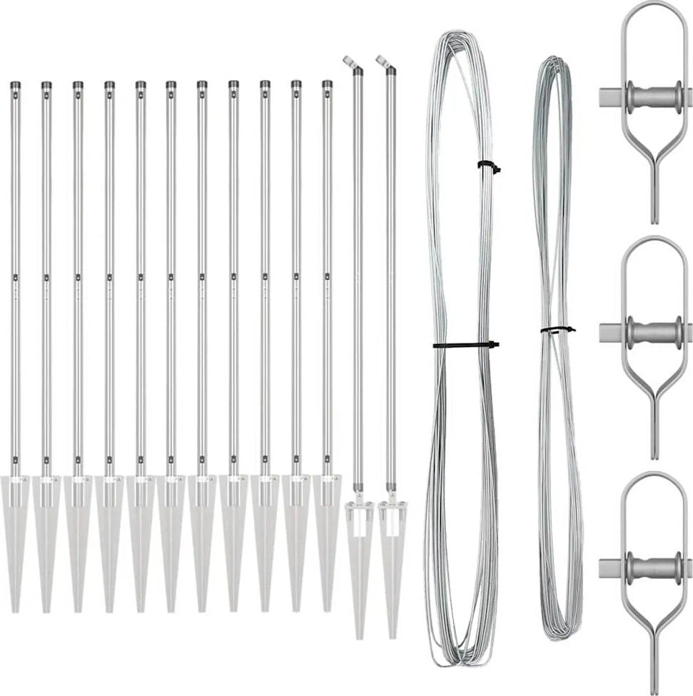 vidaXL Stâlp de gard. 13 pcs Argintiu Oțel