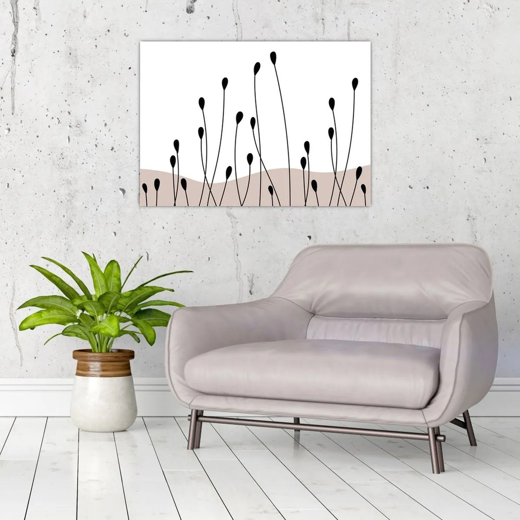 Tablou pe sticlă - Pajiște grafică N⁰1 (70x50 cm)