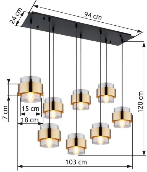 Lustră pe cablu Globo 15560-8H MILLEY 8xE27/60W/230V