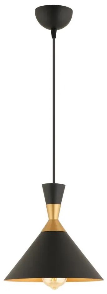 Pendul pe cablu MONZA 1xE27/40W/230V Ø 25 cm negru/auriu