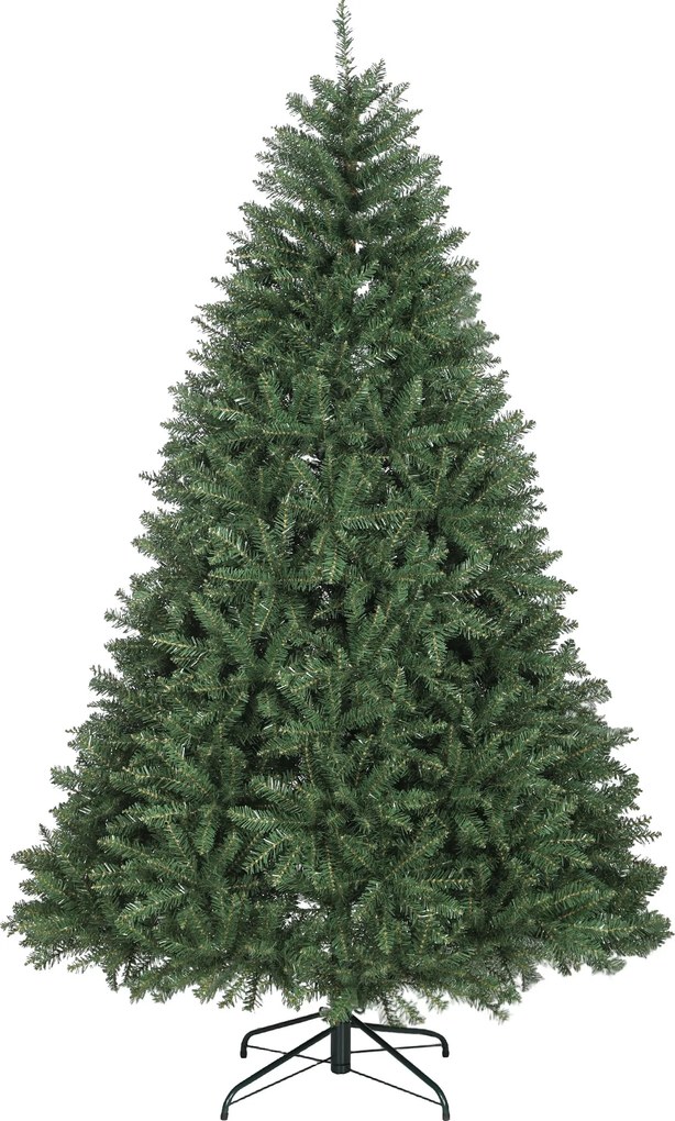 HOMCOM Brad de Crăciun Artificial 210 cm cu 2641 Ramuri Ignifuge, Brad de Crăciun Artificial Dens și Realist cu Bază Metalică Pliabilă, Asamblare Ușoară, pentru Casă și Spații Interioare, Verde | Aosom Romania