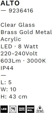Aplica de perete LED baie IP44 NOLD aurie