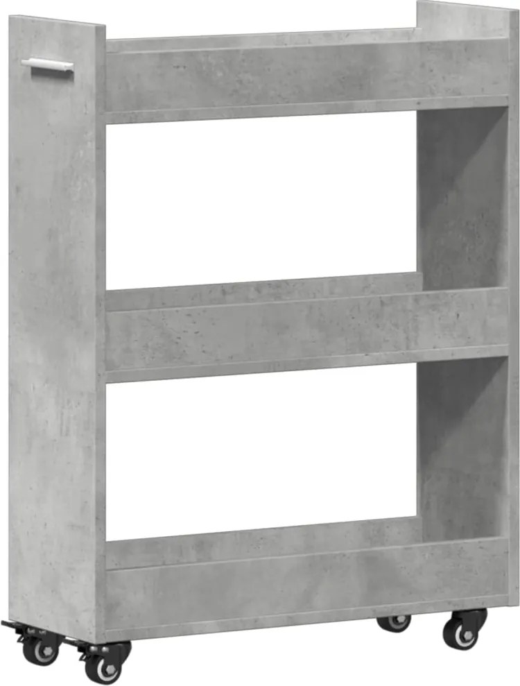 vidaXL Dulap cu roți, gri beton, 60x22x79 cm, lemn prelucrat