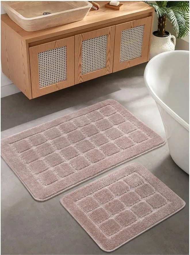 Covorașe de baie maro 2 buc. 50x80 cm Kareli – Foutastic