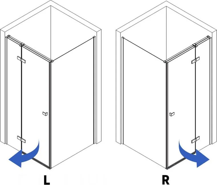 Cabina de dus Rea Atlas 80x80 cu deschidere pe stanga auriu periat