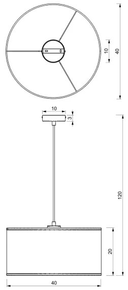 Lustră pe cablu LOFT SHADE 1xE27/60W/230V d. 40 cm neagră/aurie