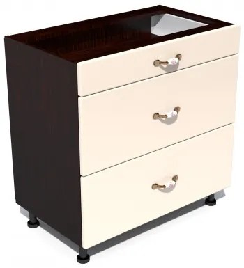 Corp inferior 80 cu 3 sertare metalice pentru greutate Zebra MDF vanilie simplu