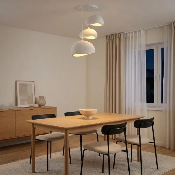 Pendul WABI SABI pe cablu, 3xE27/40W/230V, Ø 76 cm, alb - BRILAGI