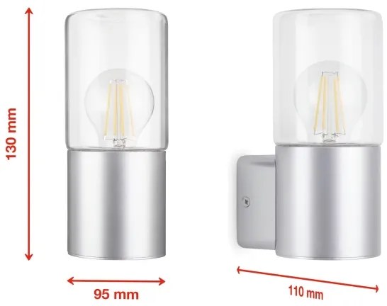 Aplică de exterior Briloner 320504TF 1xE27/12W/230V IP44 argintiu