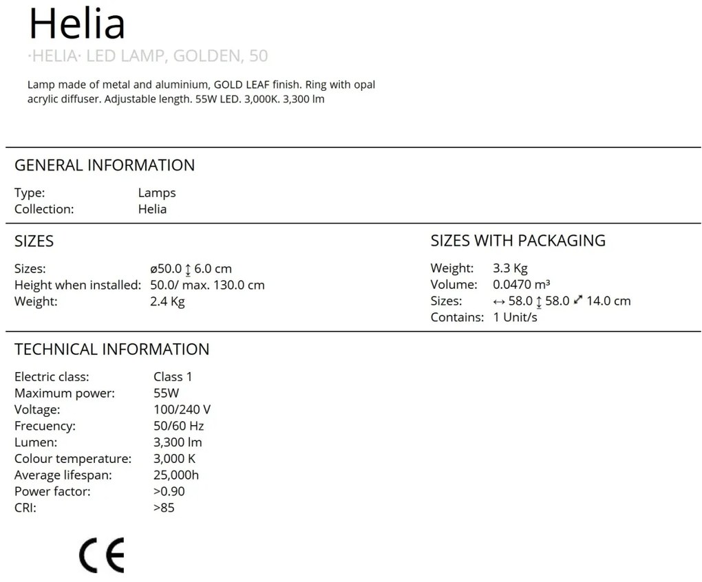 Lustra LED design modern circular 50cm Helia aurie SV-831940