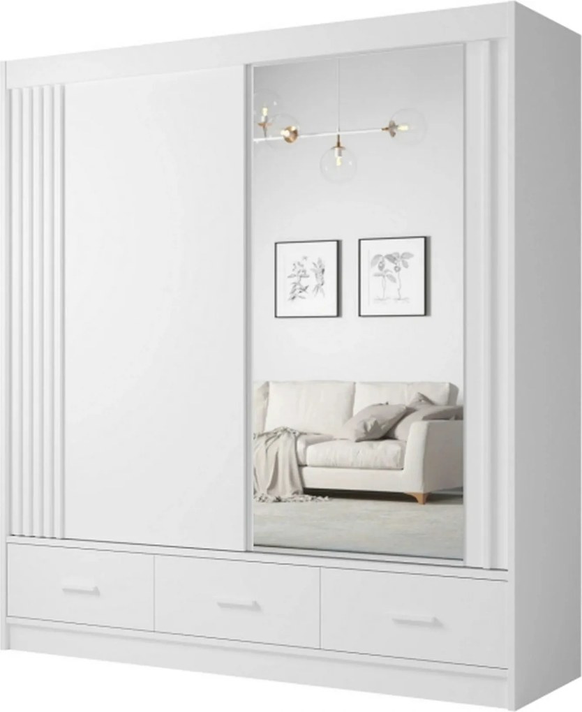 Dulap CANADA CA21-200, alb, PAL, cu 2 usi si 3 sertare, 200x60x215 cm