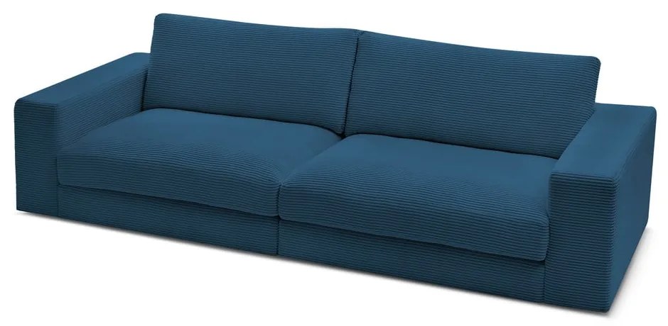 Canapea albastru-închis cu tapițerie din catifea reiată 274 cm Leonard – Bobochic Paris