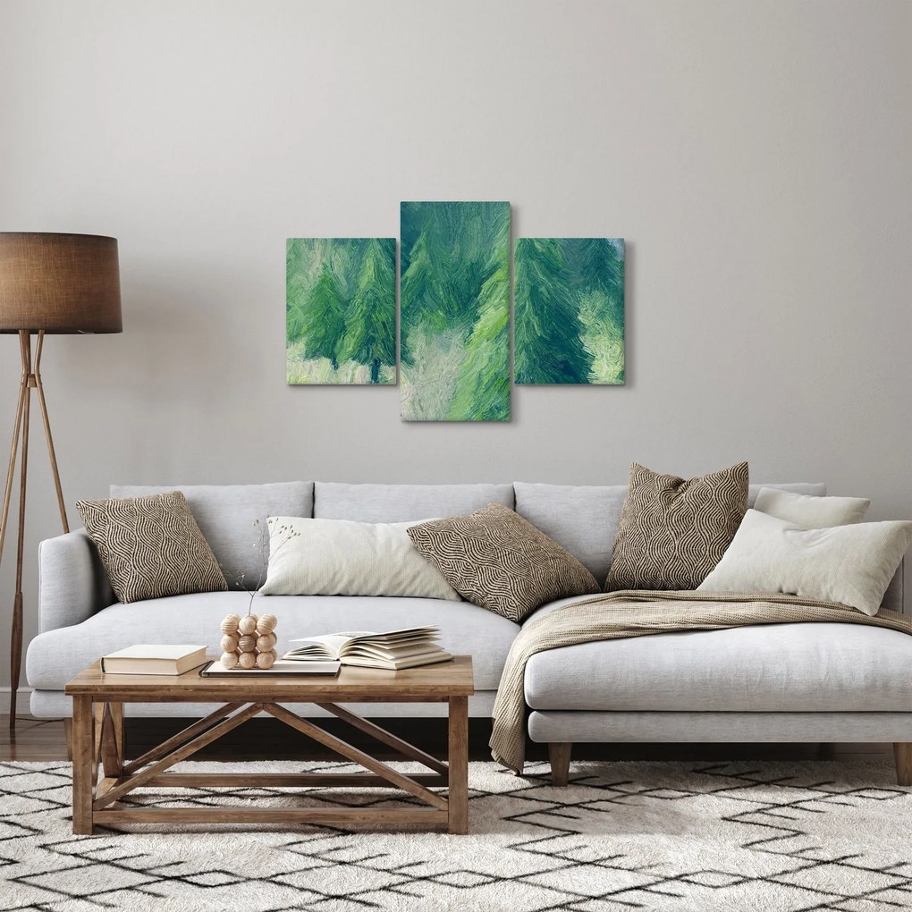 Tablou - Conifere pictate (90x60 cm)