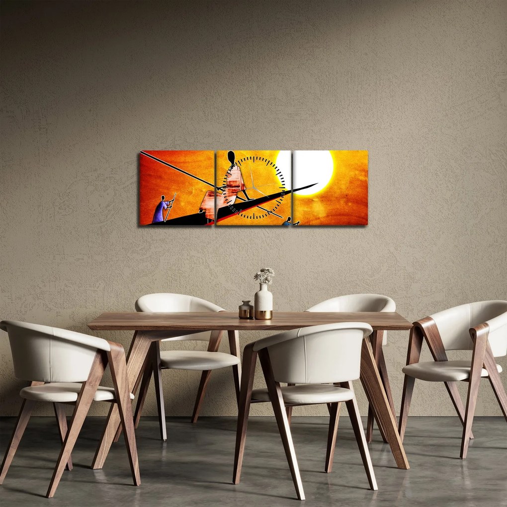 Tablou picturii epochale străveche (cu ceas) (90x30 cm)