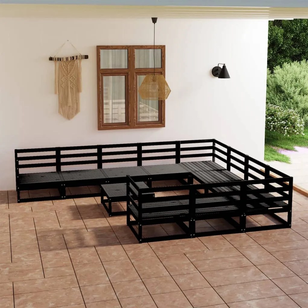 vidaXL Set mobilier de grădină, 11 piese, lemn masiv de pin