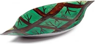 Platou decorativ din sticla Arizona Verde / Maro, L41xl22xH3,5 cm