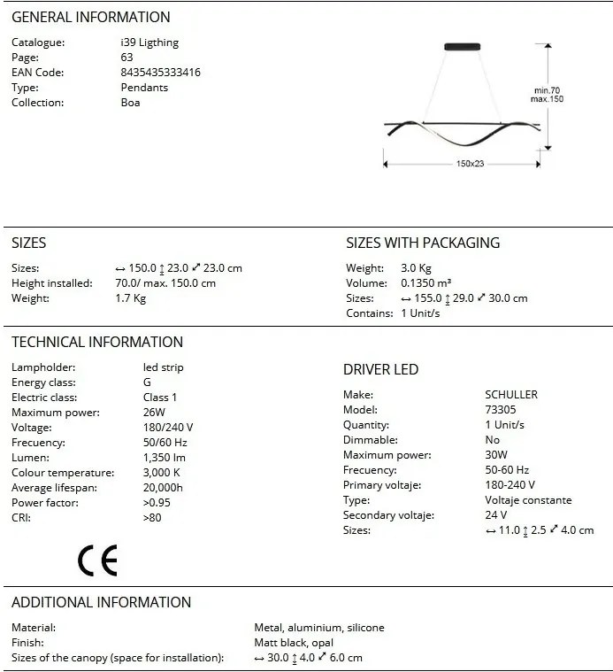 Lustra LED suspendata design modern Boa