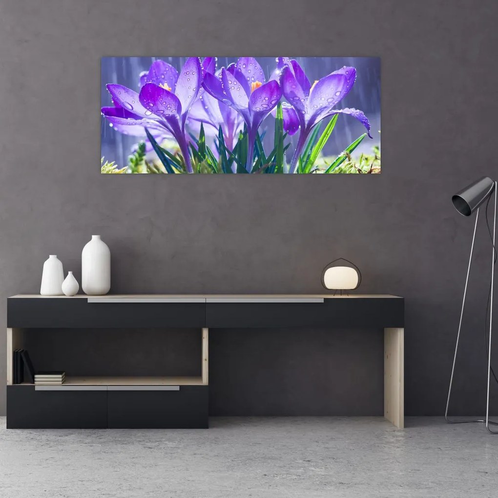 Tablou cuflori în ploaie (120x50 cm)