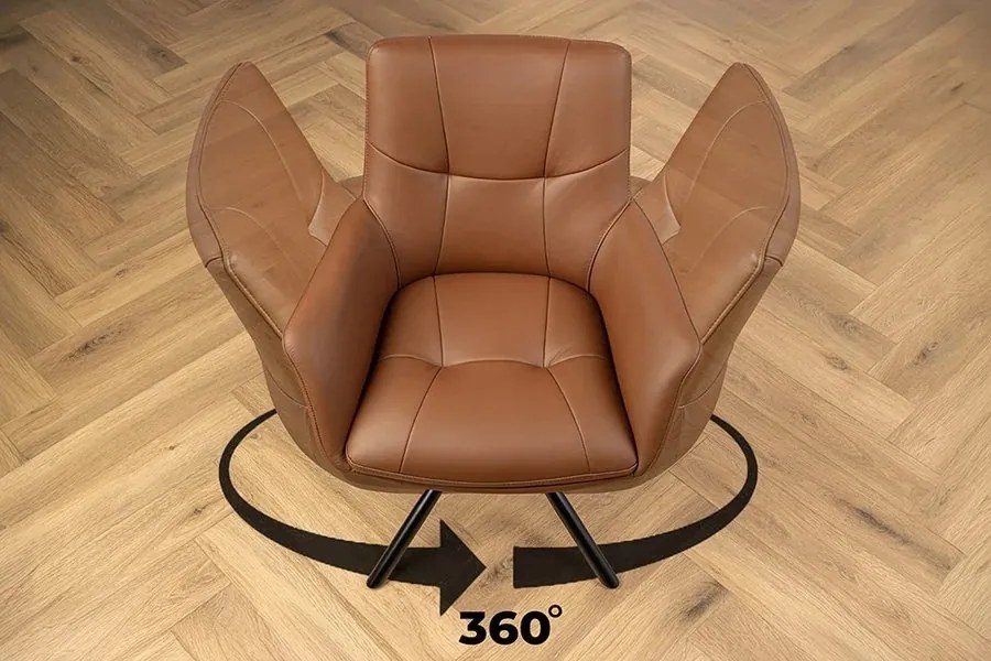 Set de 2 scaune pivotante SIGNATURE piele naturala coniac