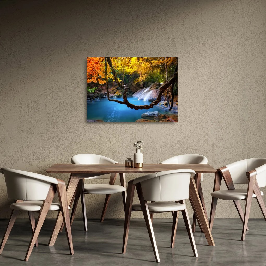 Tablou pe sticlă - Cascade din Asia (70x50 cm)