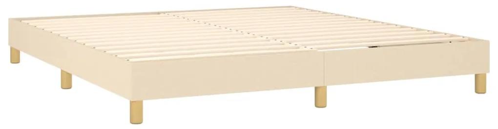 Pat box spring cu saltea, crem, 160x200 cm, material textil Crem, 160 x 200 cm, Cu blocuri patrate
