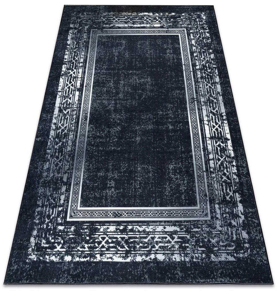 ANDRE 1010 covor lavabil Cadru vintage anti-alunecare - negru si alb
