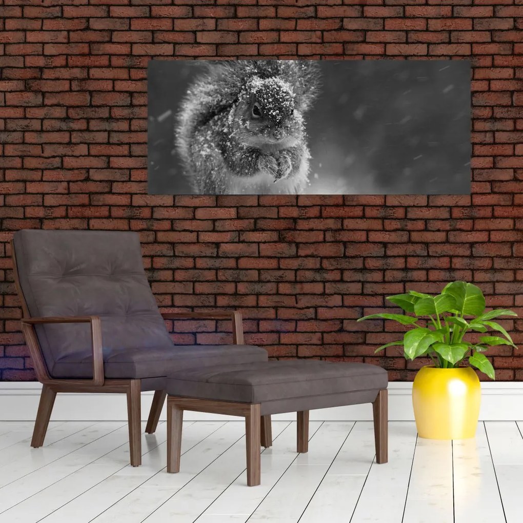 Tablou - Veveriță în timpul iernii (120x50 cm)