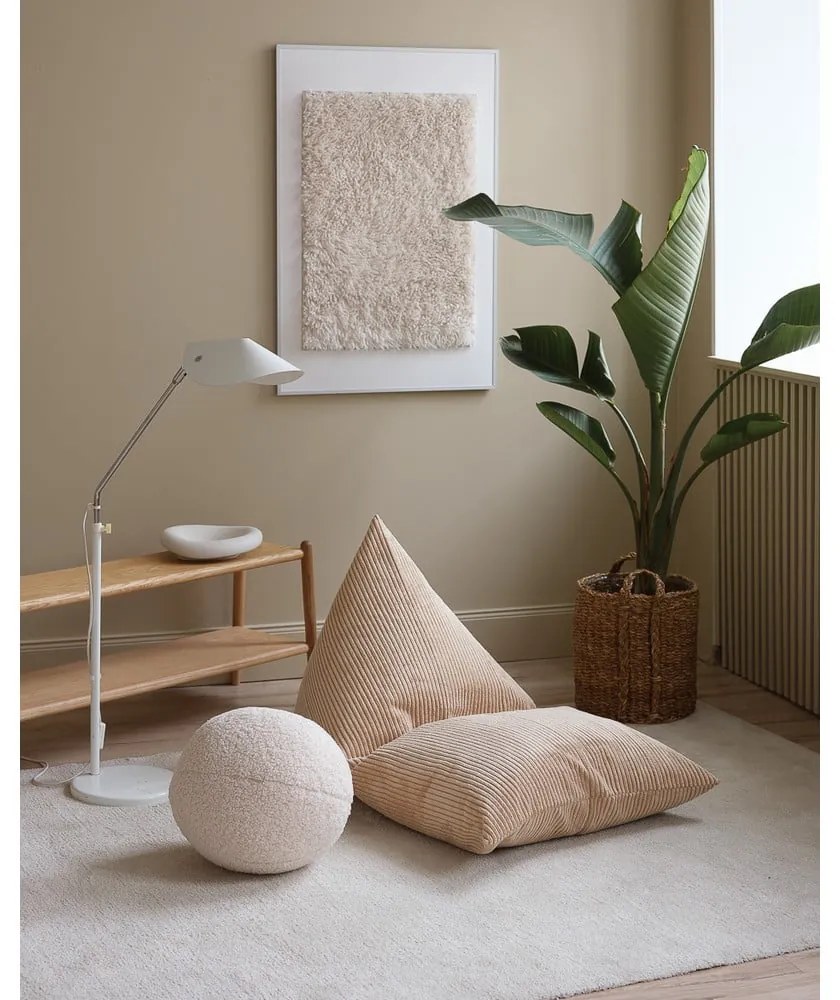 Fotoliu puf pentru copii maro deschis cu tapițerie din catifea reiată Big Lounger – Wigiwama