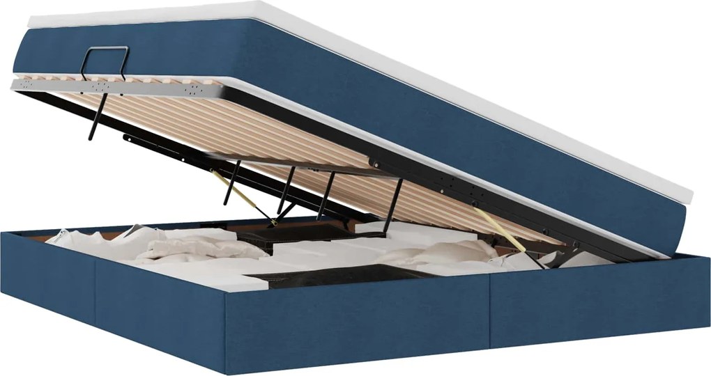 vidaXL Pat cu saltea și spațiu de depozitare albastru 180 x 200 cm