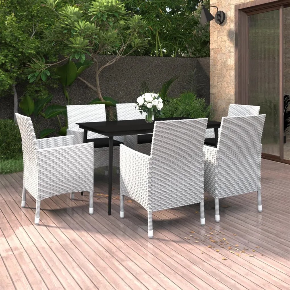 3099748 vidaXL Set mobilier de grădină cu perne, 7 piese, poliratan și sticlă