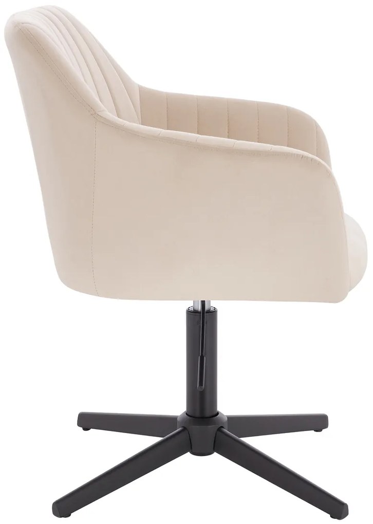HR190CROSS Scaun Crem din Catifea cu Bază Neagră