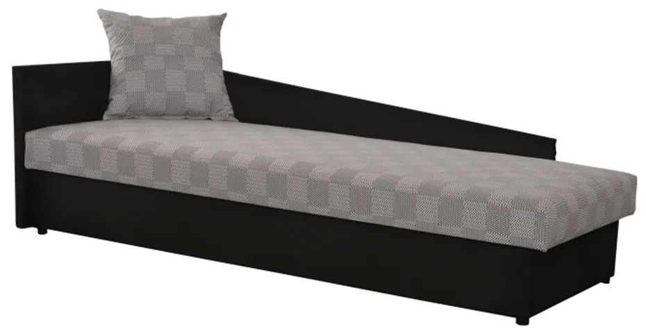 Pat cu spaţiu pentru depozitare, negru/gri cu model, stânga, JUDIT