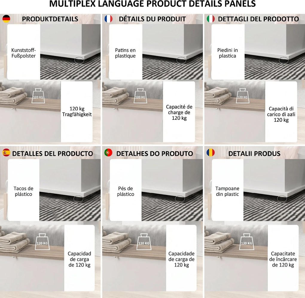 HOMCOM Bancă multifuncțională din lemn pentru dormitor și hol, alb, 100x40x40 cm | Aosom Romania