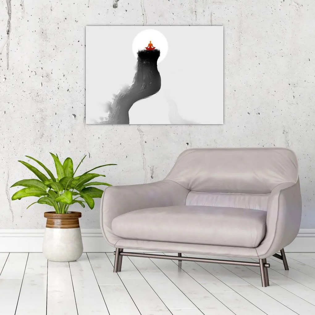 Tablou pe sticlă - Meditație în vârf (70x50 cm)