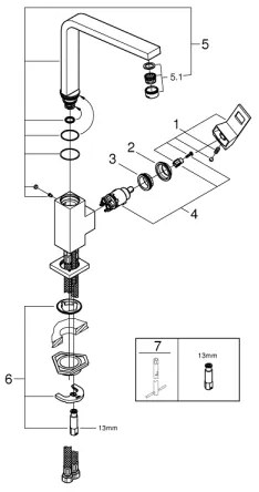 GROHE 31255000 - Baterie pentru chiuvetă EUROCUBE, crom lucios