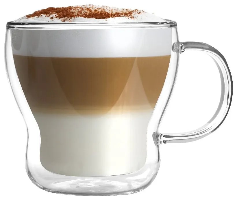 Căni 2 buc. pentru cappuccino/cu perete dublu din sticlă 370 ml Bolla – Vialli Design