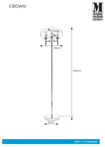 Markslöjd 107947 - Lampadar CROWN 3xE14/20W/230V