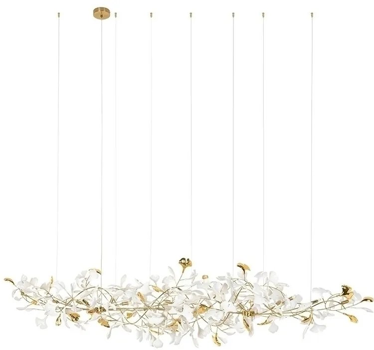 Lustra Suspendata, Metal Auriu, Petale Flori Albe, FLORA 250 PP