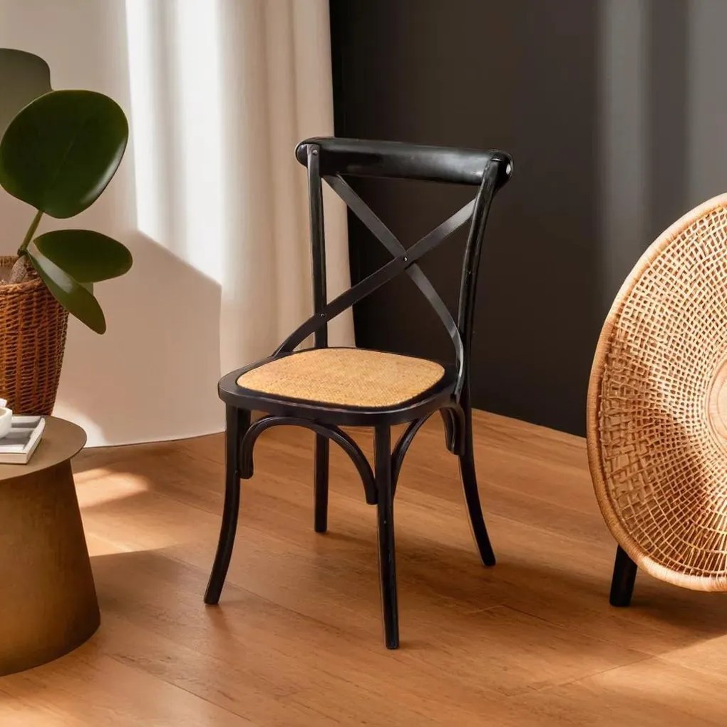 Scaun Thonet din lemn masiv si sezut din ratan