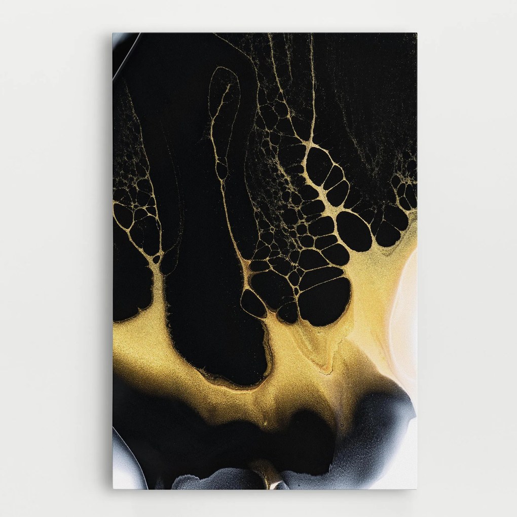 Tablou Canvas, 70x100cm, Dormitor si Living, Abstracte, Marble, Black Golden Marble
