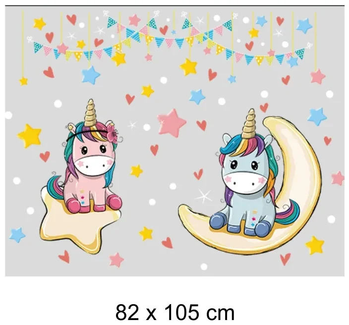 Sticker perete Unicorn pe Luna