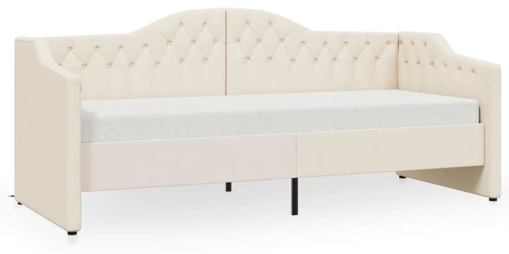 3080291 vidaXL Pat de zi cu saltea, crem, 90x200 cm, textil, USB