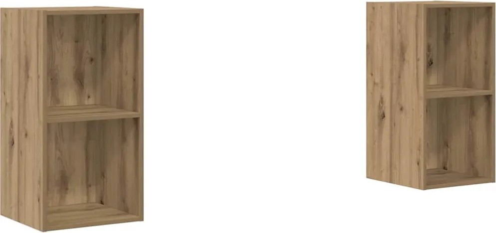 vidaXL Set comodă TV Pe perete 2 pcs Stejar Artizanal 37 x 37 x 72 cm