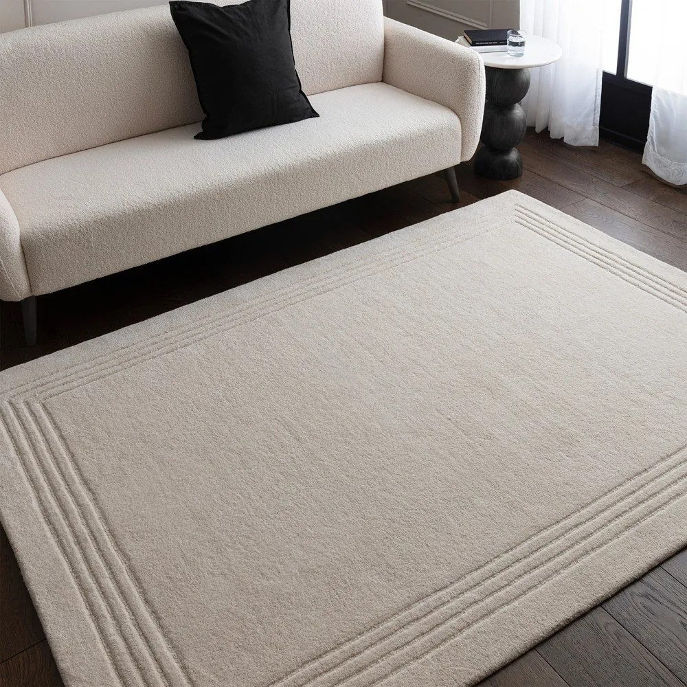 Covor fildeș țesut manual din lână 160x230 cm Orlo Ivory – Asiatic Carpets
