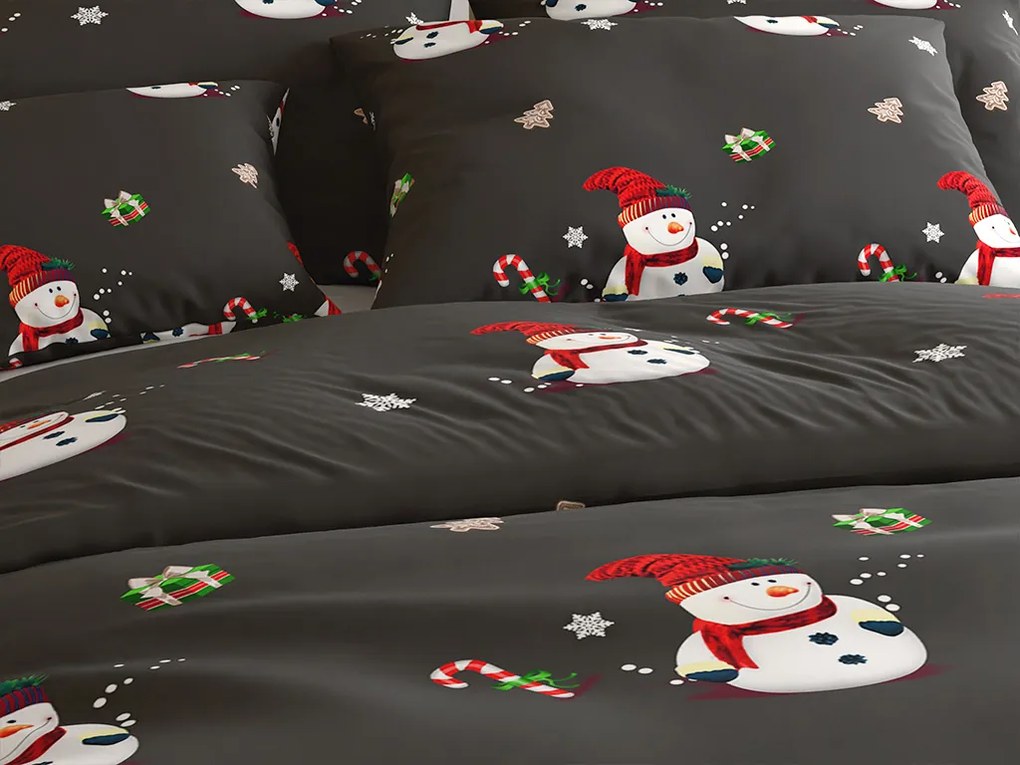 Lenjerie de pat din microfibra WHITE NOWMAN neagra Dimensiune lenjerie de pat: 70 x 80 cm | 140 x 200 cm